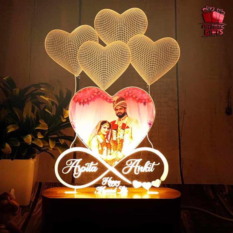 Artistic Gifts Acrylic 3D Personalized LED Heart Photo Lamp